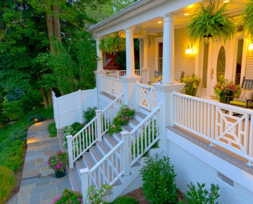 Front Porch with Railing Detail, Deck, Hardscape, Landscape Design
