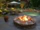 Poolside Firepit on Slate Patio, Landscape Design
