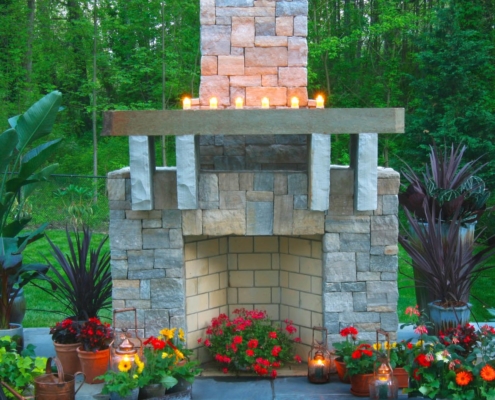 Stone Fireplace, Landscape Design