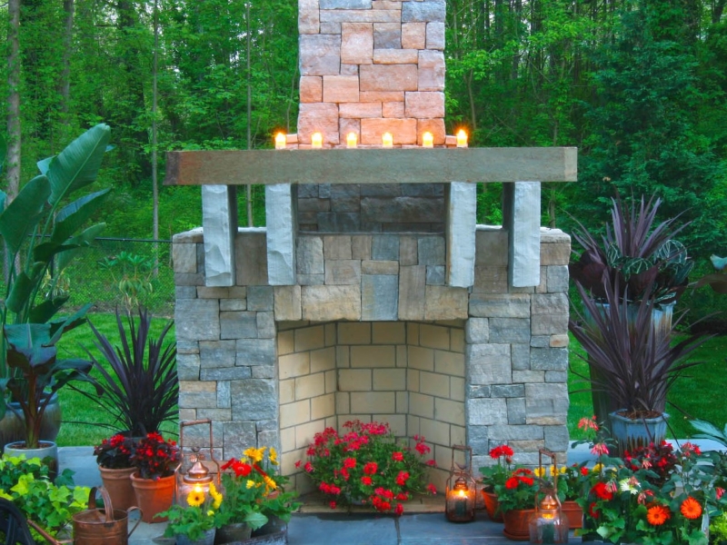 Stone Fireplace, Landscape Design