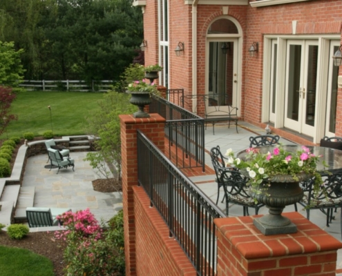 Two Level Brick and Stone Patio